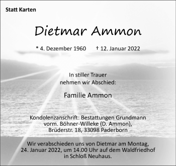 Traueranzeige von Dietmar Ammon von Westfalen-Blatt