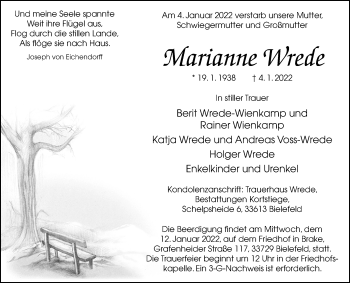 Traueranzeige von Marianne Wrede von Westfalen-Blatt