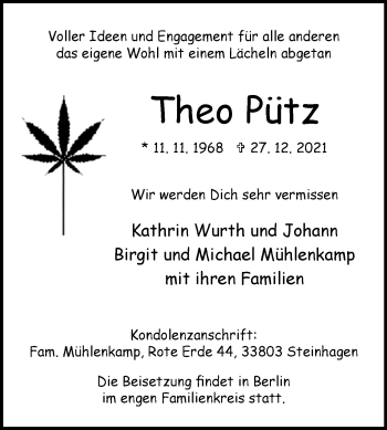 Traueranzeige von Theo Pütz von Westfalen-Blatt