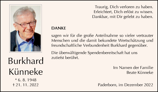 Traueranzeige von Burkhard Künneke von Westfalen-Blatt