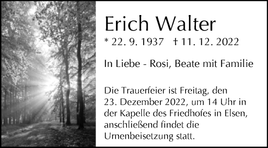 Traueranzeige von Erich Walter von Westfalen-Blatt