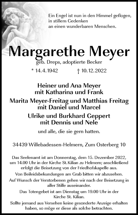 Traueranzeige von Margarethe Meyer von Westfalen-Blatt