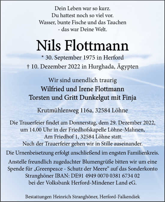 Traueranzeige von Nils Flottmann von Westfalen-Blatt