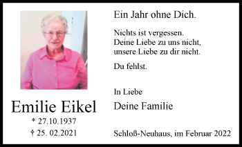 Traueranzeige von Emilie Eikel von Westfalen-Blatt