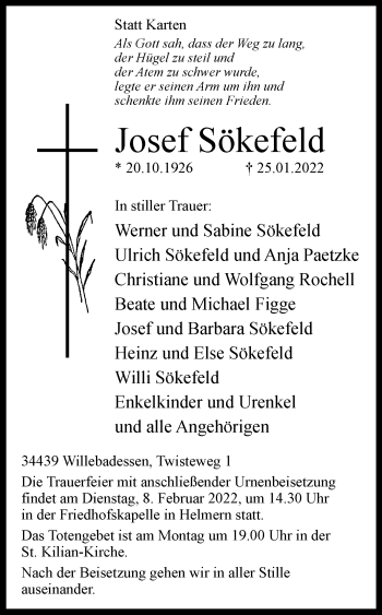 Traueranzeige von Josef Sökefeld von Westfalen-Blatt