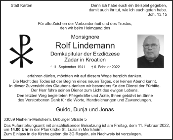 Traueranzeige von Rolf Lindemann von Westfalen-Blatt