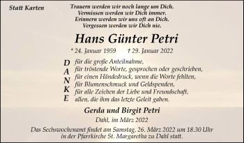 Traueranzeige von Hans Günter Petri von Westfalen-Blatt