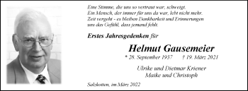 Traueranzeige von Helmut Gausemeier von Westfalen-Blatt