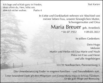 Traueranzeige von Maria Breuer von Westfalen-Blatt