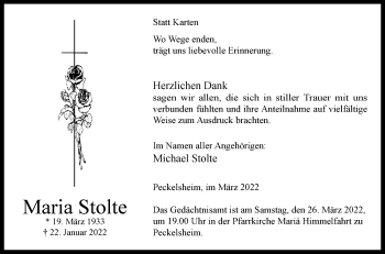 Traueranzeige von Maria Stolte von Westfalen-Blatt