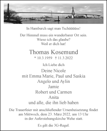 Traueranzeige von Thomas Kosemund von Westfalen-Blatt