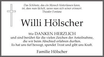 Traueranzeige von Willi Hölscher von Westfalen-Blatt