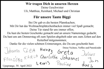 Traueranzeige von Biggi  von Westfalen-Blatt