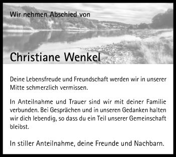 Traueranzeige von Christiane Wenkel von Westfalen-Blatt