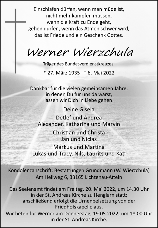 Traueranzeige von Werner Wierzchula von Westfalen-Blatt