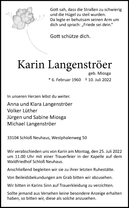 Traueranzeige von Karin Langenströer von Westfalen-Blatt