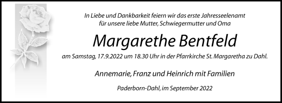 Traueranzeige von Margarethe Bentfeld von Westfalen-Blatt