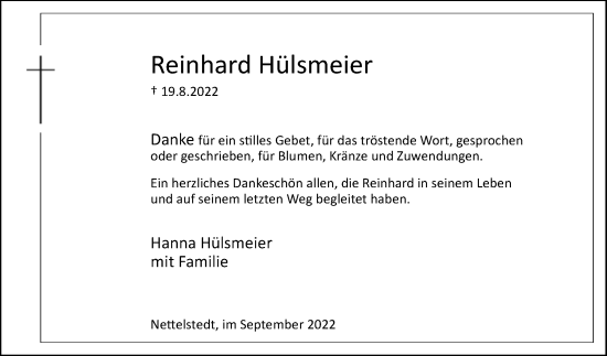 Traueranzeige von Reinhard Hülsmeier von Westfalen-Blatt