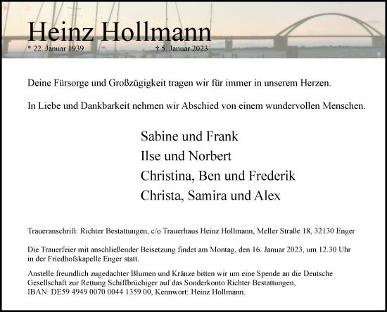 Traueranzeige von Heinz Hollmann von Westfalen-Blatt