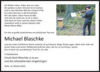 Traueranzeige von Michael Blaschke von Westfalen Blatt