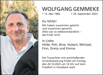 Traueranzeige von Wolfgang Gemmeke von Westfalen Blatt