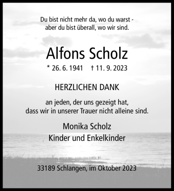 Traueranzeige von Alfons Scholz von Westfalen Blatt