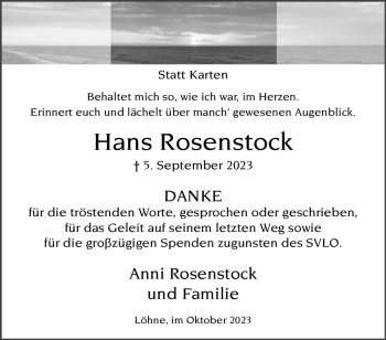 Traueranzeige von Hans Rosenstock von Westfalen Blatt