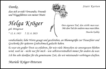 Traueranzeige von Helga Kröger von Westfalen Blatt