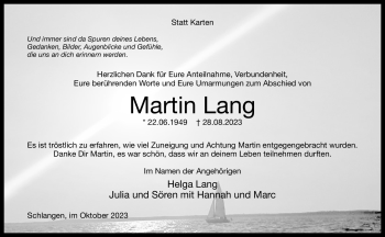 Traueranzeige von Martin Lang von Westfalen Blatt