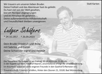 Traueranzeige von Ludger Schäfers von Westfalen Blatt