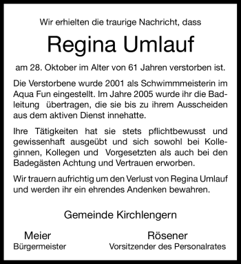 Traueranzeige von Regina Umlauf von Westfalen Blatt