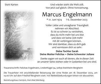 Traueranzeige von Marcus Engelmann von Westfalen Blatt