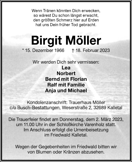 Traueranzeige von Birgit Möller von Westfalen-Blatt