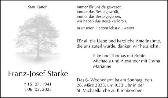 Traueranzeige von Franz-Josef Starke von Westfalen-Blatt