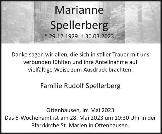 Traueranzeige von Marianne Spellerberg von Westfalen-Blatt