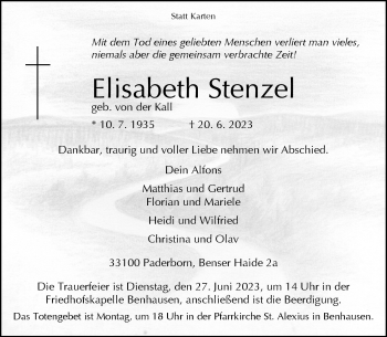 Traueranzeige von Elisabeth Stenzel von Westfalen-Blatt