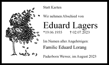 Traueranzeige von Eduard Lagers von Westfalen Blatt