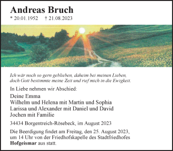 Traueranzeige von Andreas Bruch von Westfalen Blatt