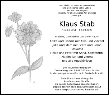 Traueranzeige von Klaus Stab von Westfalen Blatt