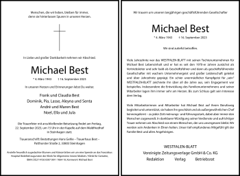 Traueranzeige von Michael Best von Westfalen Blatt