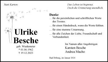 Traueranzeige von Ulrike Besche von Westfalen Blatt