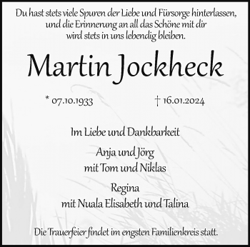 Traueranzeige von Martin Jockheck von Westfalen Blatt