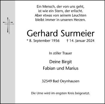 Traueranzeige von Gerhard Surmeier von Westfalen Blatt