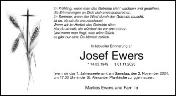 Traueranzeige von Josef Ewers von Westfalen Blatt