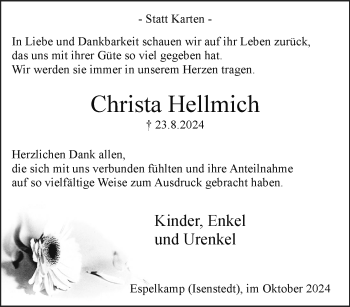 Traueranzeige von Christa Hellmich von Westfalen Blatt