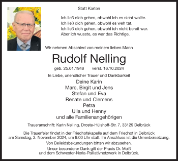 Traueranzeige von Rudolf Nelling von Westfalen Blatt