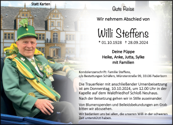 Traueranzeige von Willi Steffens von Westfalen Blatt