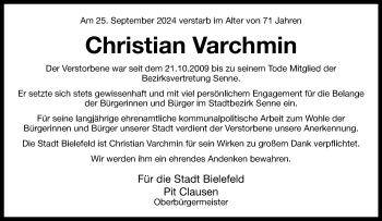 Traueranzeige von Christian Varchmin von Westfalen Blatt