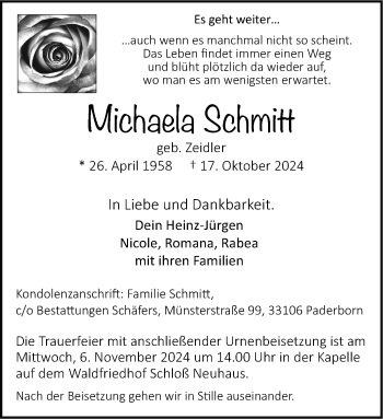 Traueranzeige von Michaela Schmitt von Westfalen Blatt