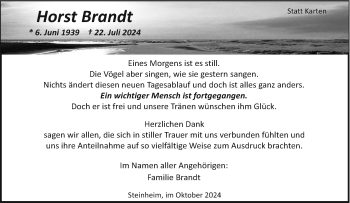 Traueranzeige von Horst Brandt von Westfalen Blatt